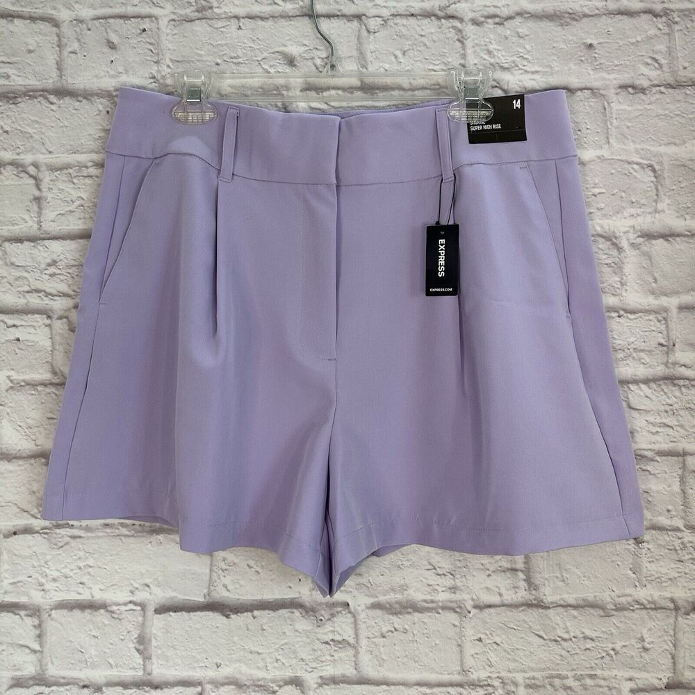 Express Women’s 14 Shortie Super High Rise Shorts Belted Stretch Pastel